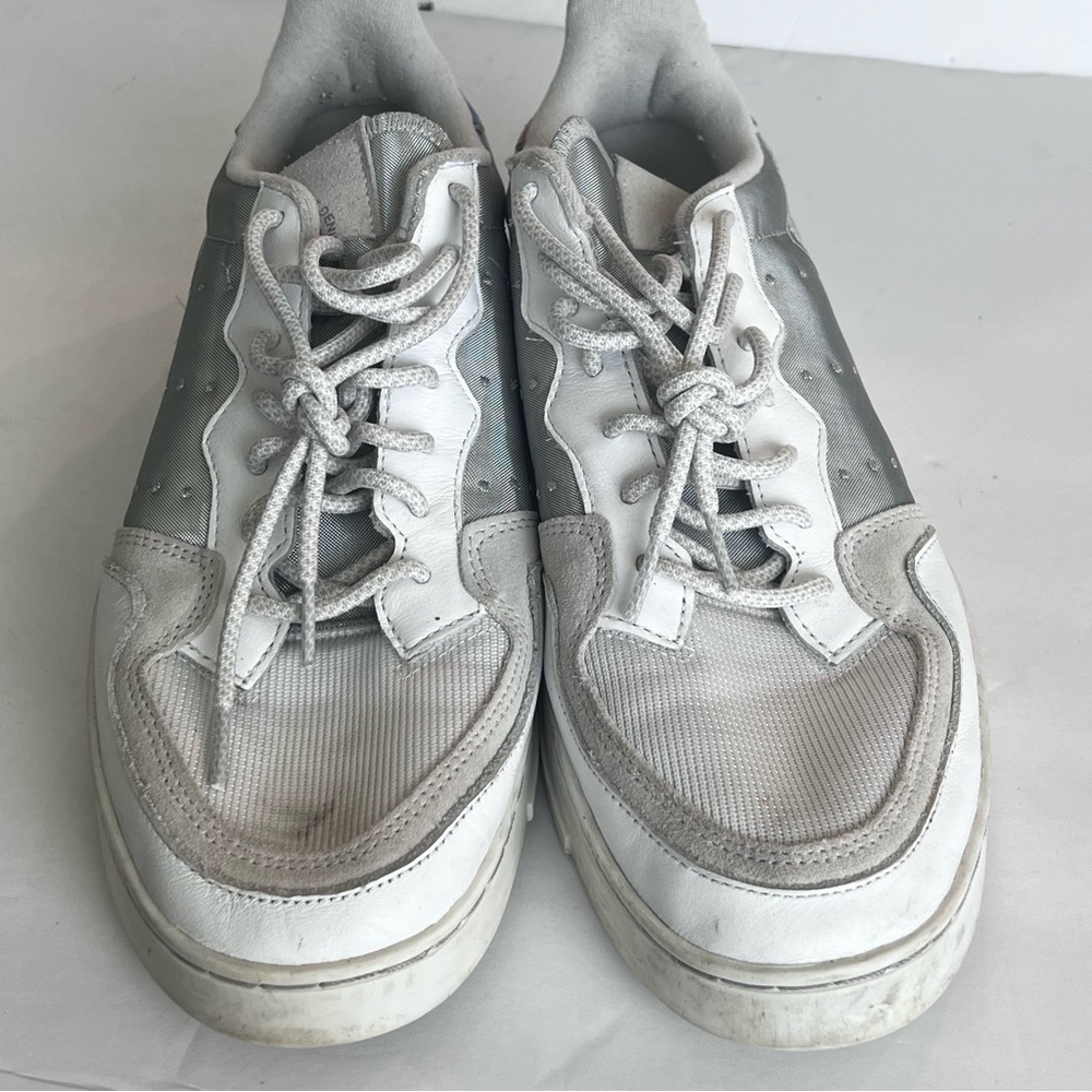 Adidas Mena Supercourt White leather Scarlet Suede Mesh Discontinued Size 12 ➡️ - Picture 8 of 9